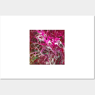 Hot pink purple paint pour Posters and Art